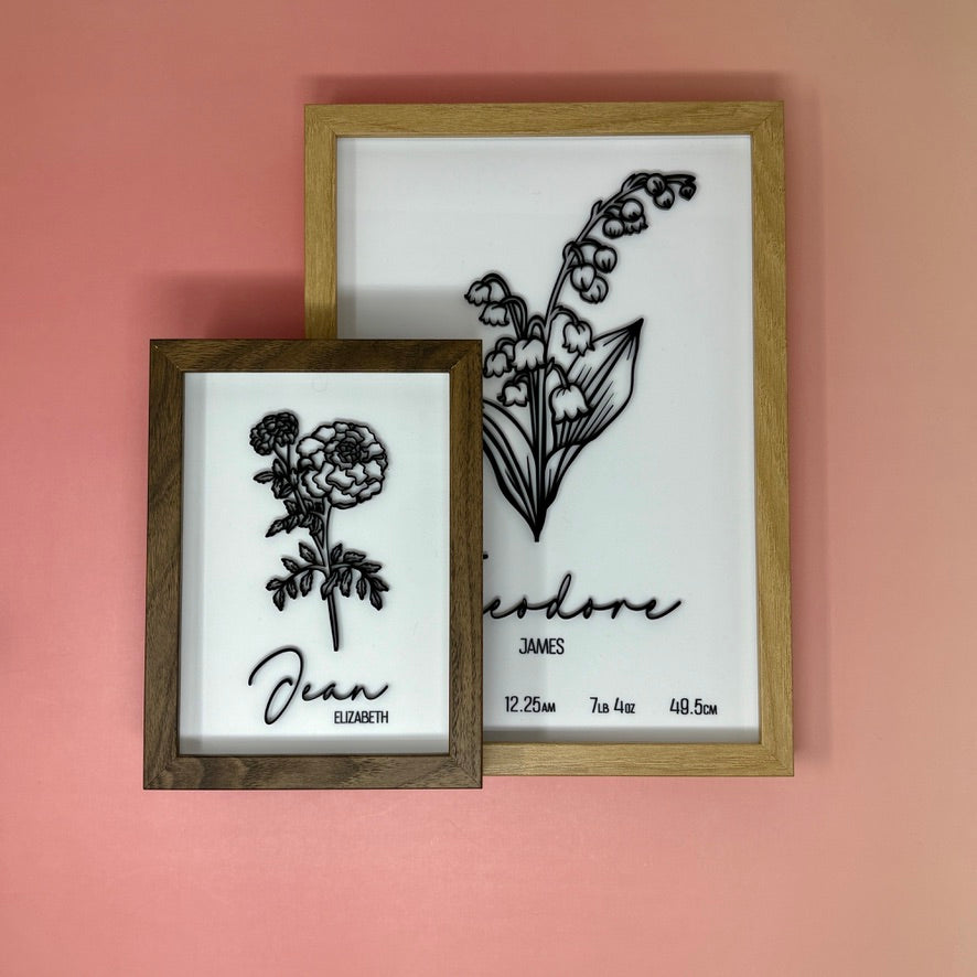 Acrylic Single Birth Flower Frame