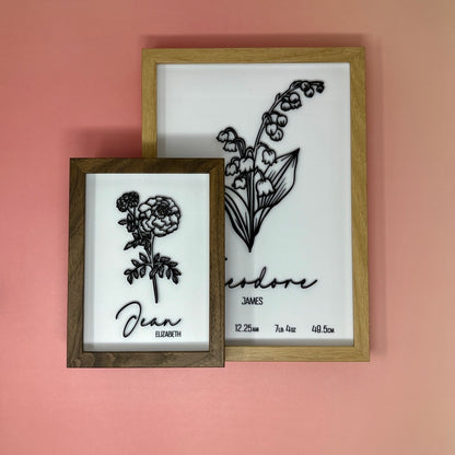 Acrylic Single Birth Flower Frame
