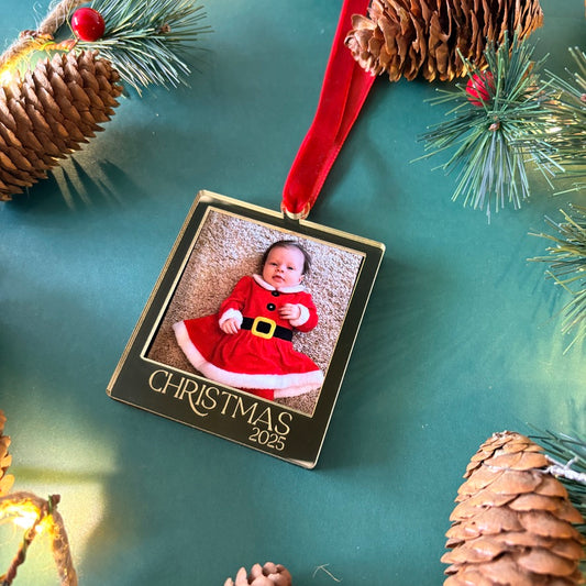 Gold Mirror Photo Frame Christmas Decoration