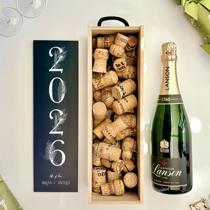Christmas Wine Box Pine Tree Date