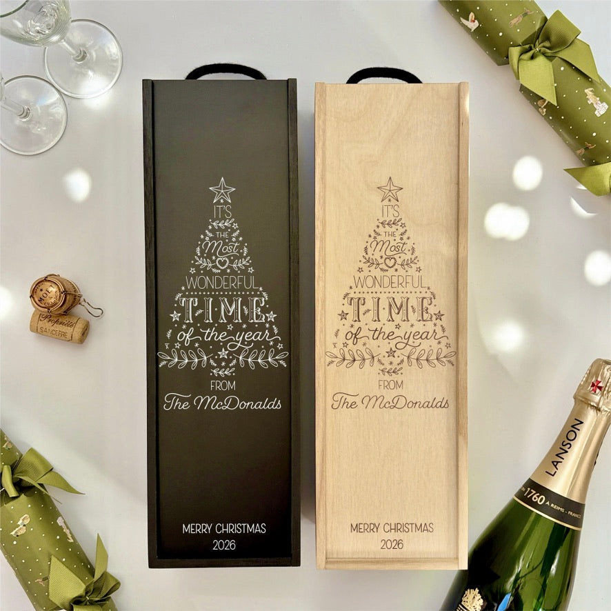 Christmas Wine Box Most Wonderful Time of the Year