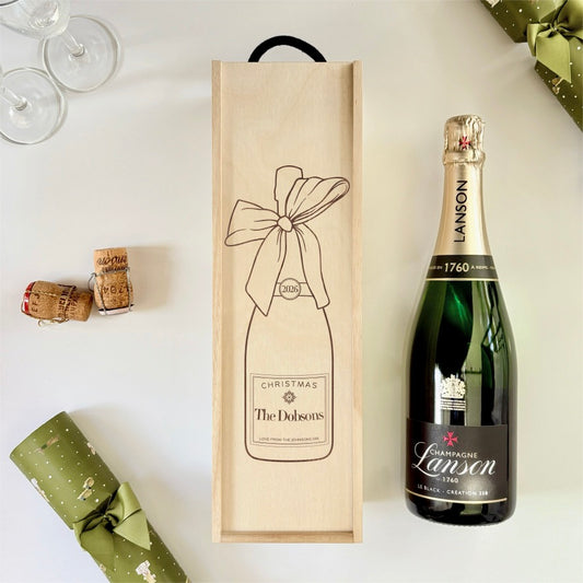 Personalised Wine Box Engraved Champagne Bottle