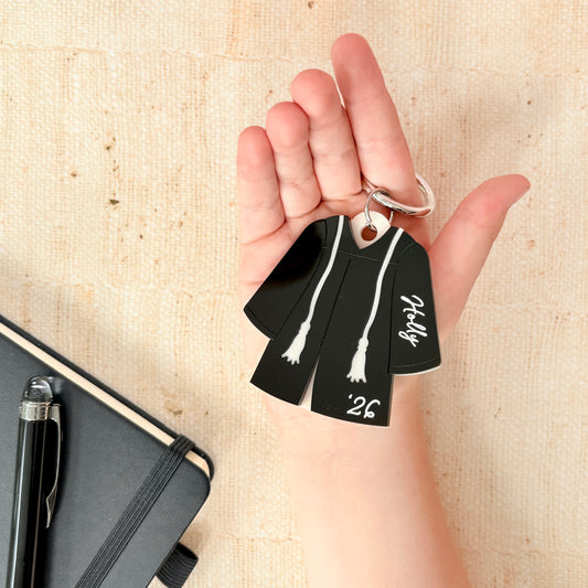Graduation Gown Keyring School Leaver Bagtag