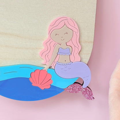 Mermaid Pennant Flag, Girls Nursery Wall Hanging Sign,