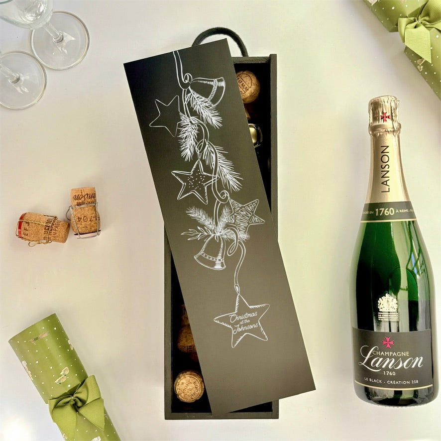 Personalised Wine Box Engraved Family Name