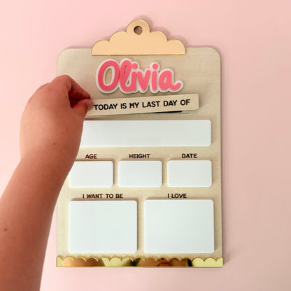 Wooden First & Last Day School Board, Reusable, Kids Photo Prop