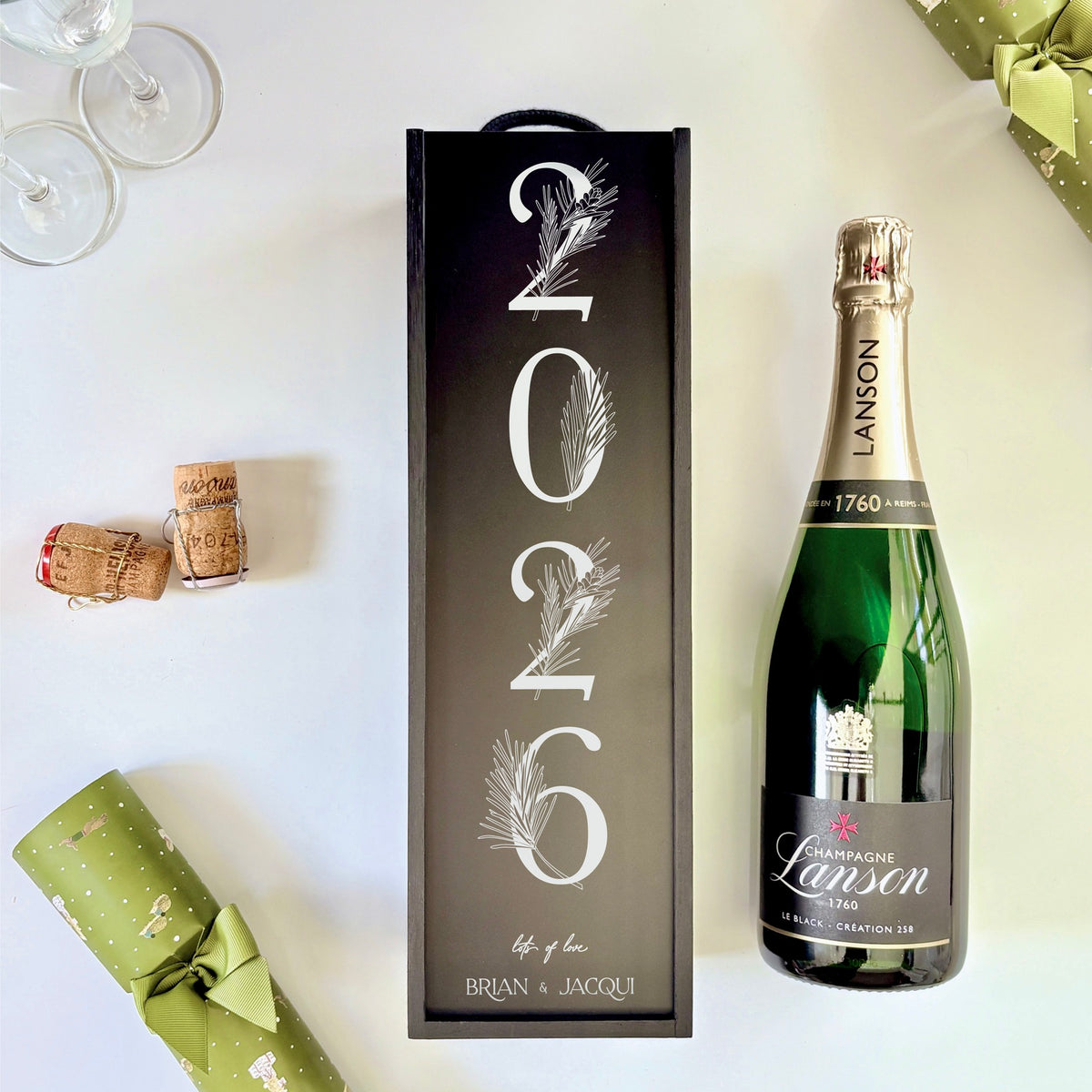 Christmas Wine Box Pine Tree Date