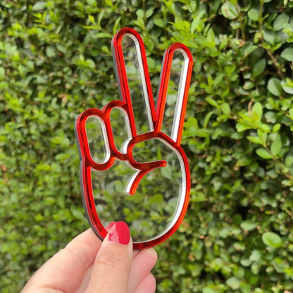Peace Sign Hand Gesture Mirror Art