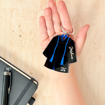 Graduation Gown Keyring School Leaver Bagtag