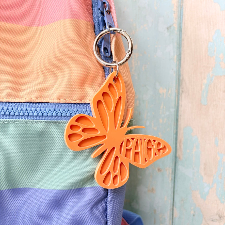 Butterfly Name Keyring, Custom Acrylic Bag Charm