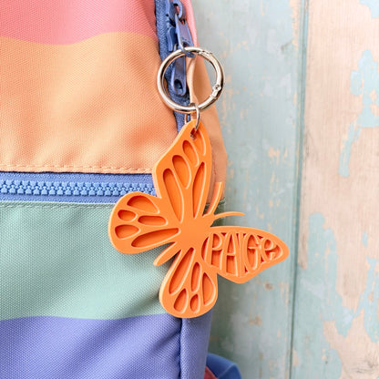 Butterfly Name Keyring, Custom Acrylic Bag Charm