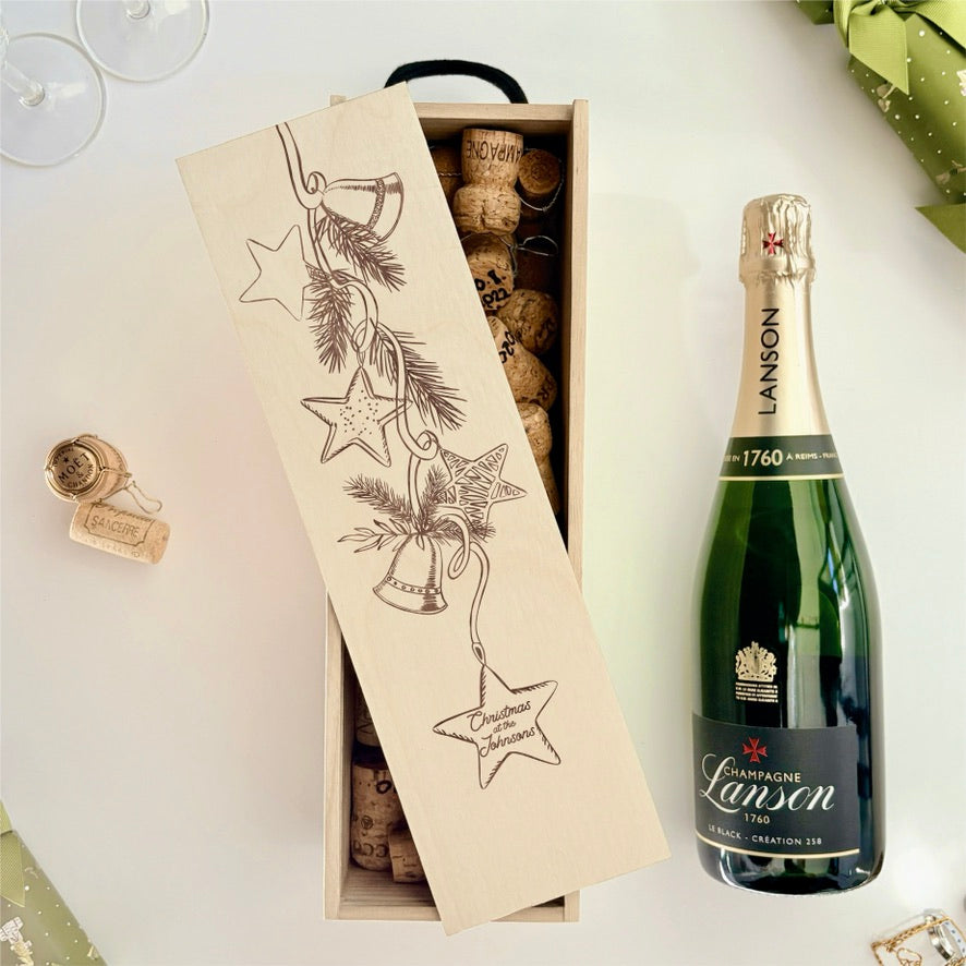 Personalised Wine Box Engraved Family Name