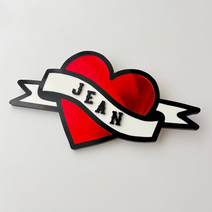 Tattoo Heart Wall Art, Custom Name