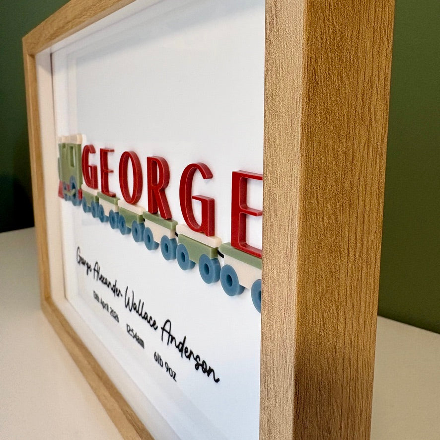 Train Name Engraved Birth Stats Frame