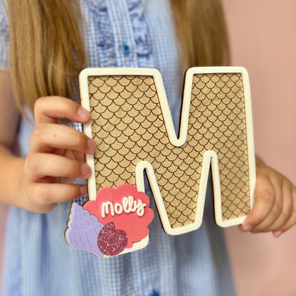Mermaid Letter, Wooden Name Initial Sign
