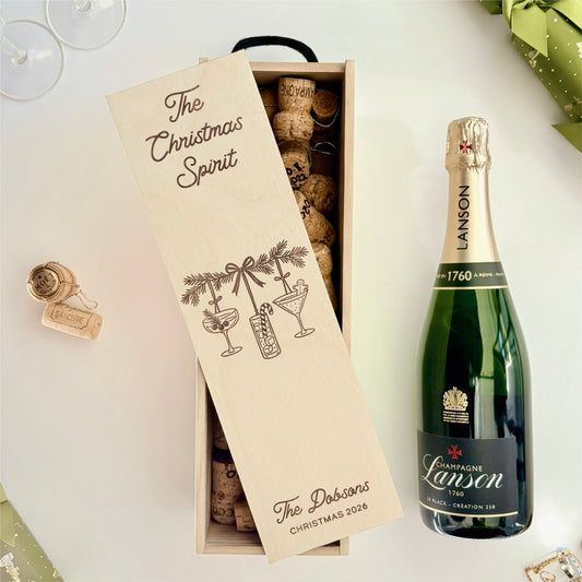 Personalised Wine Box Christmas Spirit
