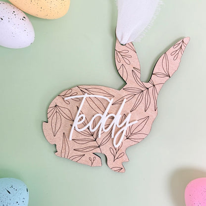 Easter Basket Tag Botanical Bunny