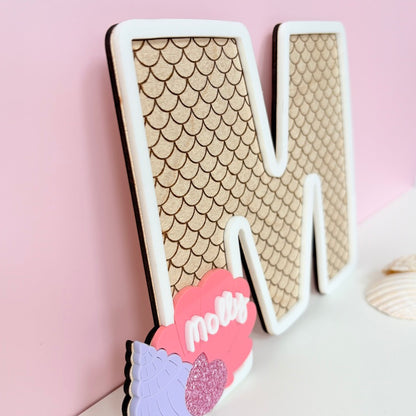Mermaid Letter, Wooden Name Initial Sign