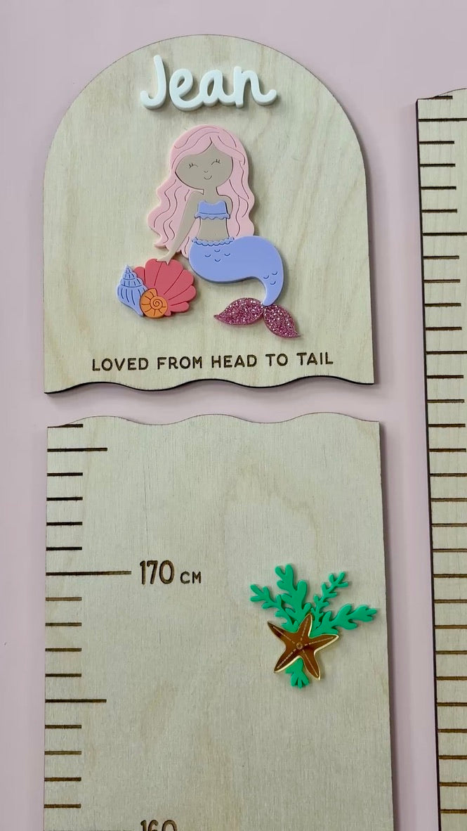 Mermaid Growth Wooden Height Chart