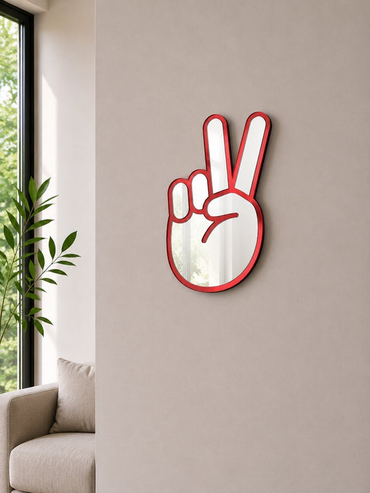 Peace Sign Hand Gesture Mirror Art