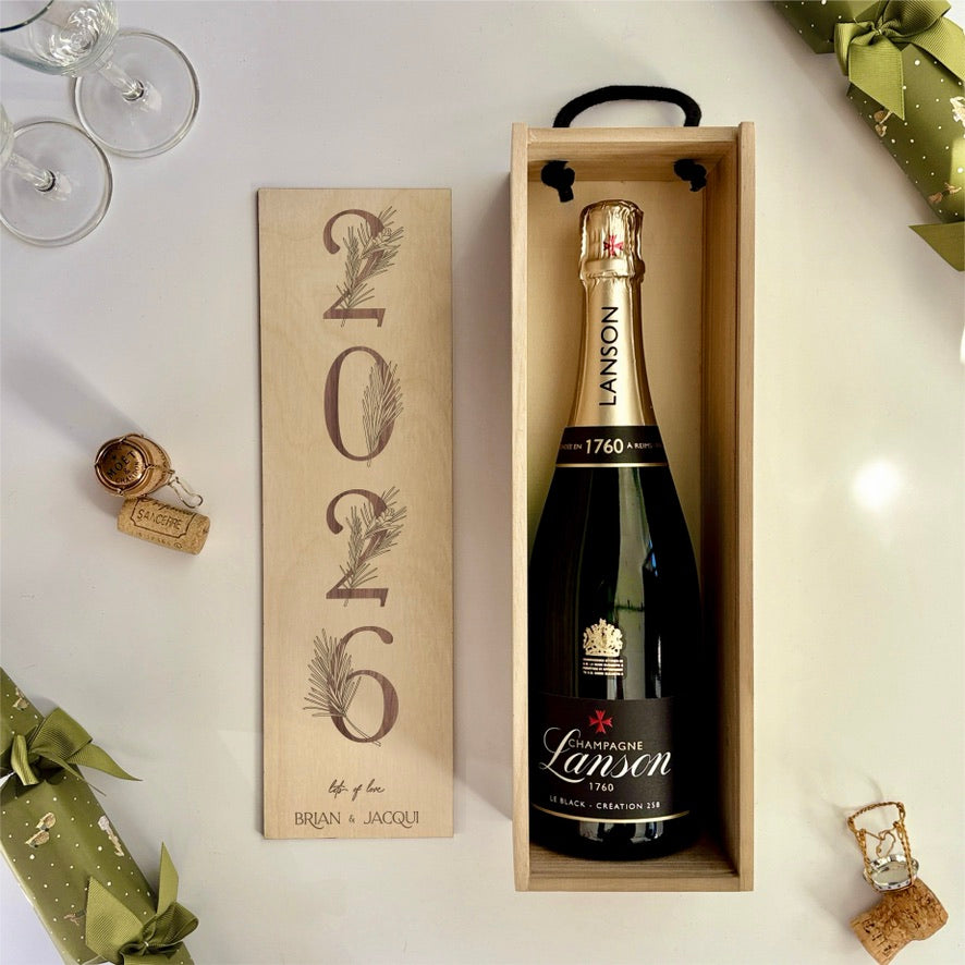 Christmas Wine Box Pine Tree Date