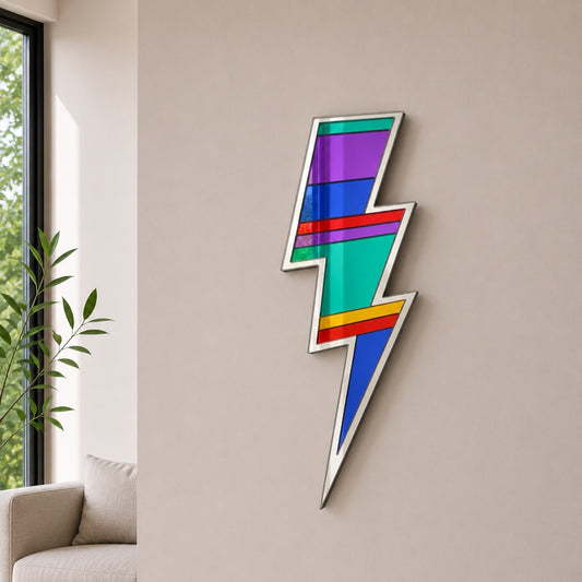 Lightning Bolt Rainbow Mirror Wall Art,