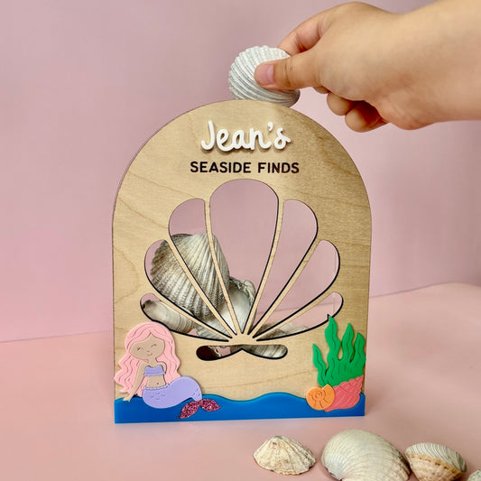 Mermaid Shell Holder, Custom Name Beach Treasure Storage Box