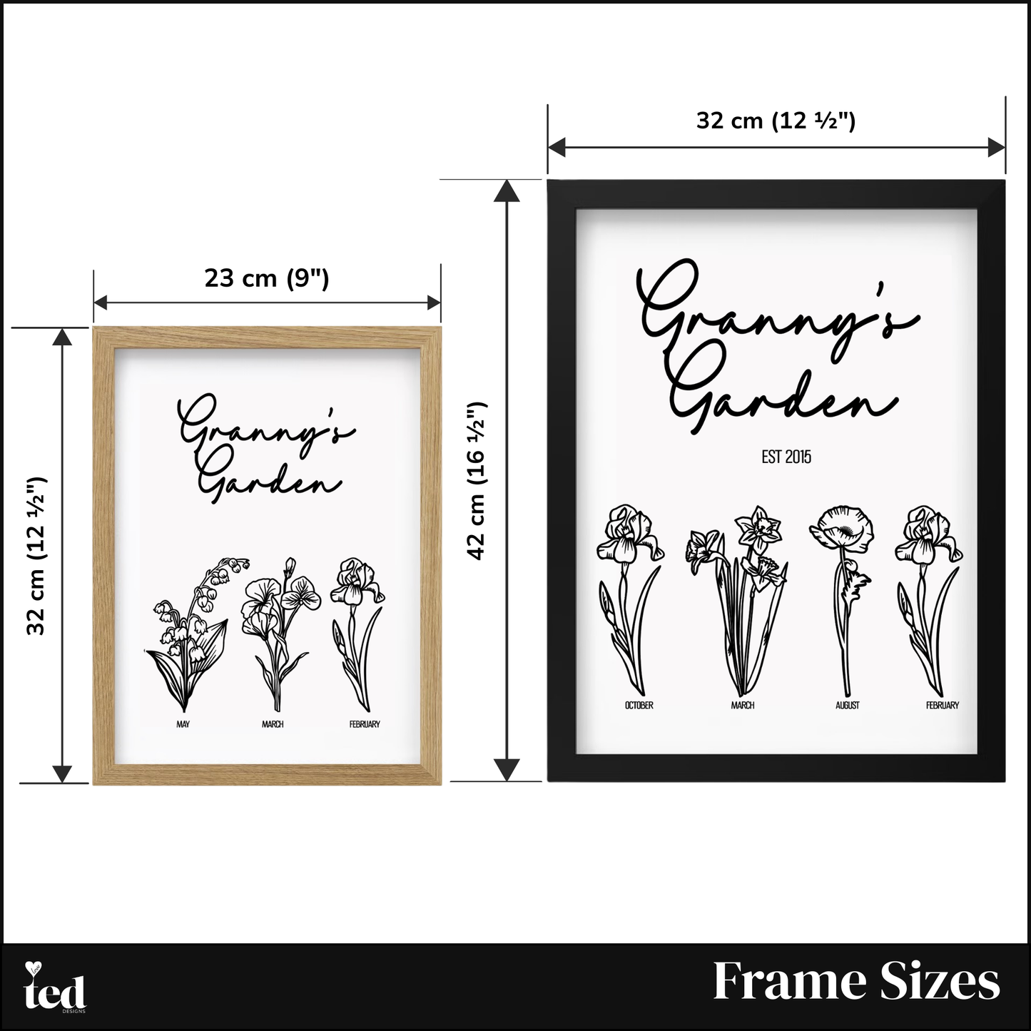 Acrylic Family Birth Flower Frame