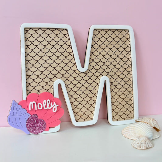 Mermaid Letter, Wooden Name Initial Sign