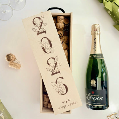 Christmas Wine Box Holly Tree Date