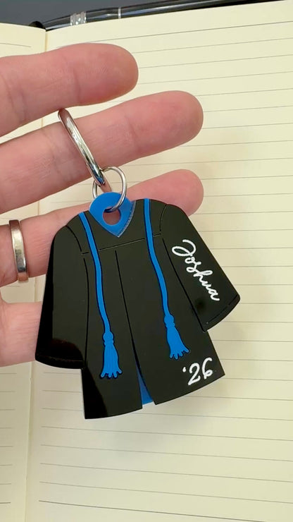 Graduation Gown Keyring School Leaver Bagtag