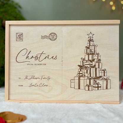 Handmade Personalised Wooden Keepsake Box - Christmas Post
