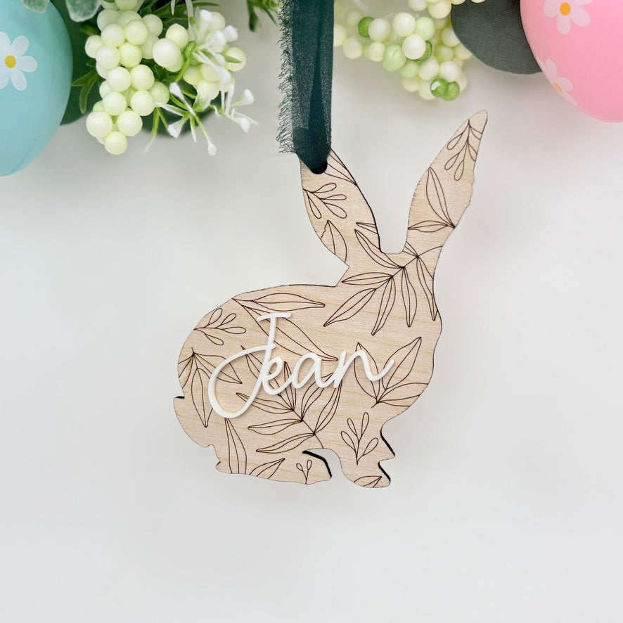 Easter Basket Tag Botanical Bunny