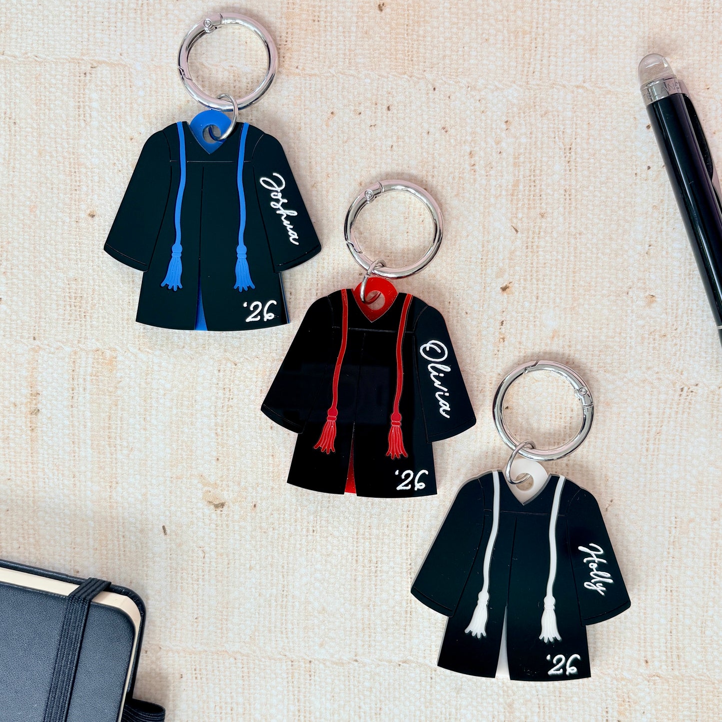 Graduation Gown Keyring School Leaver Bagtag