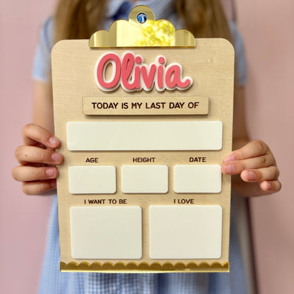 Wooden First & Last Day School Board, Reusable, Kids Photo Prop
