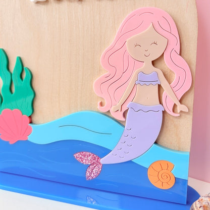 Mermaid Name Sign, Wooden Standing Plaque