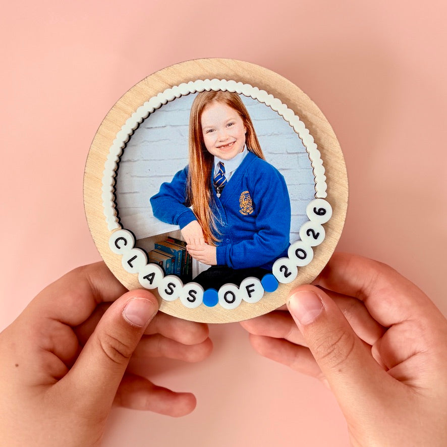 Round Wooden Class Of 2026 School Photo Frame