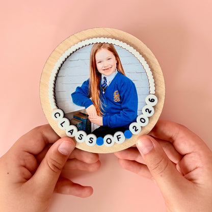 Round Wooden Class Of 2026 School Photo Frame