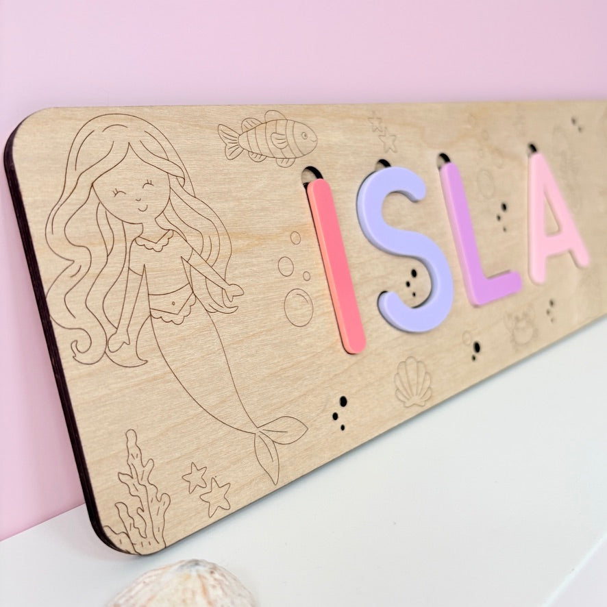 Mermaid Name Puzzle, Wooden Letter Puzzle