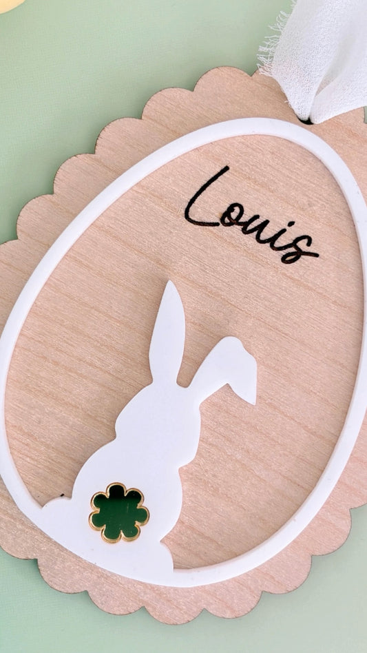 Scalloped Easter Basket Tag Bunny Tail