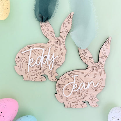 Easter Basket Tag Botanical Bunny