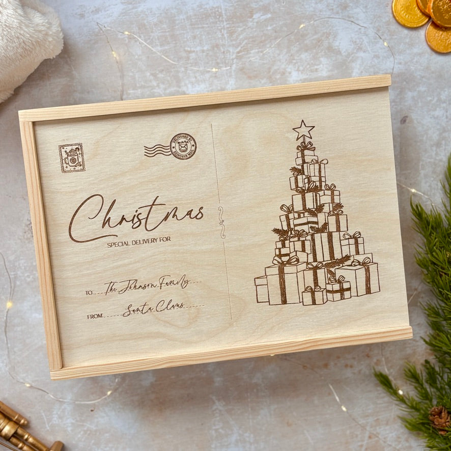 Handmade Personalised Wooden Keepsake Box - Christmas Post