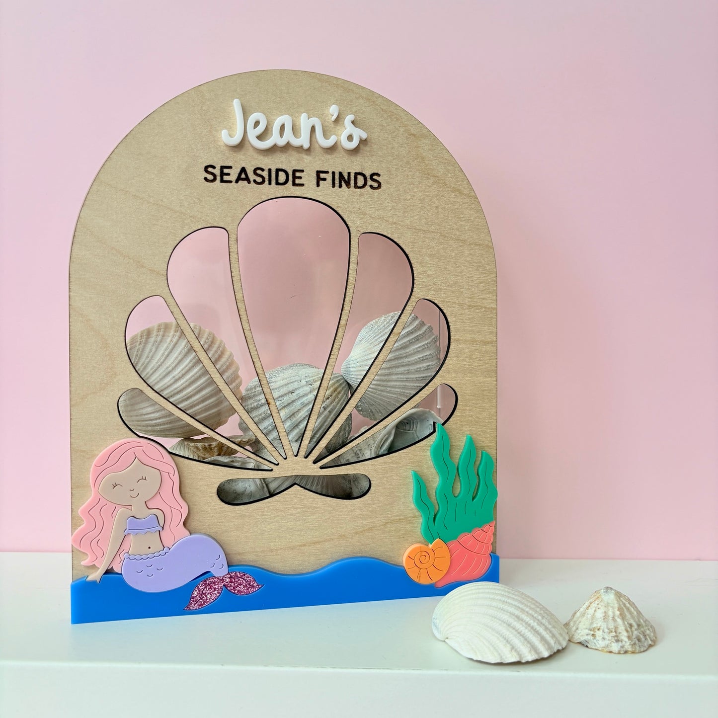 Mermaid Shell Holder, Custom Name Beach Treasure Storage Box