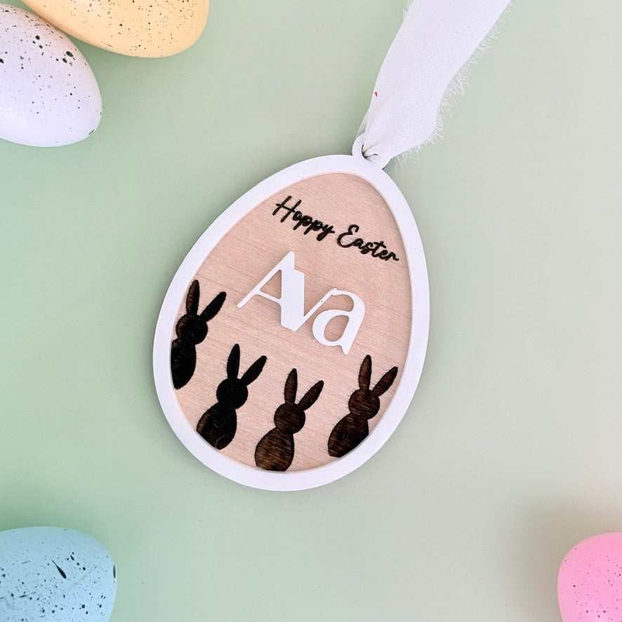 Easter Basket Bunny Silhouette Name Tag