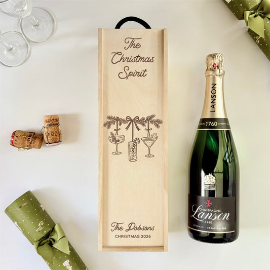 Personalised Wine Box Christmas Spirit
