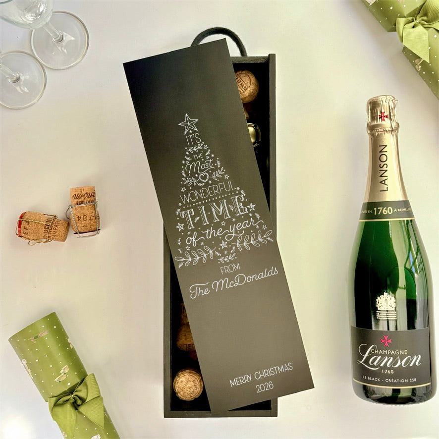 Christmas Wine Box Most Wonderful Time of the Year