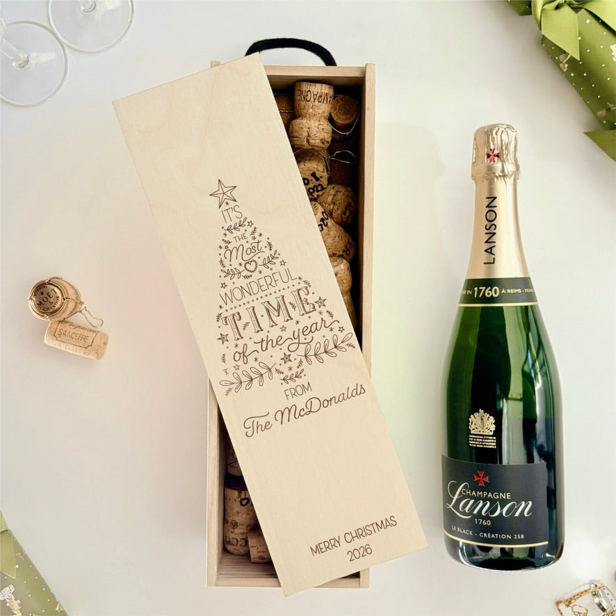 Christmas Wine Box Most Wonderful Time of the Year