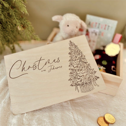 Handmade Personalised Wooden Christmas Eve Box- Engraved Family Name