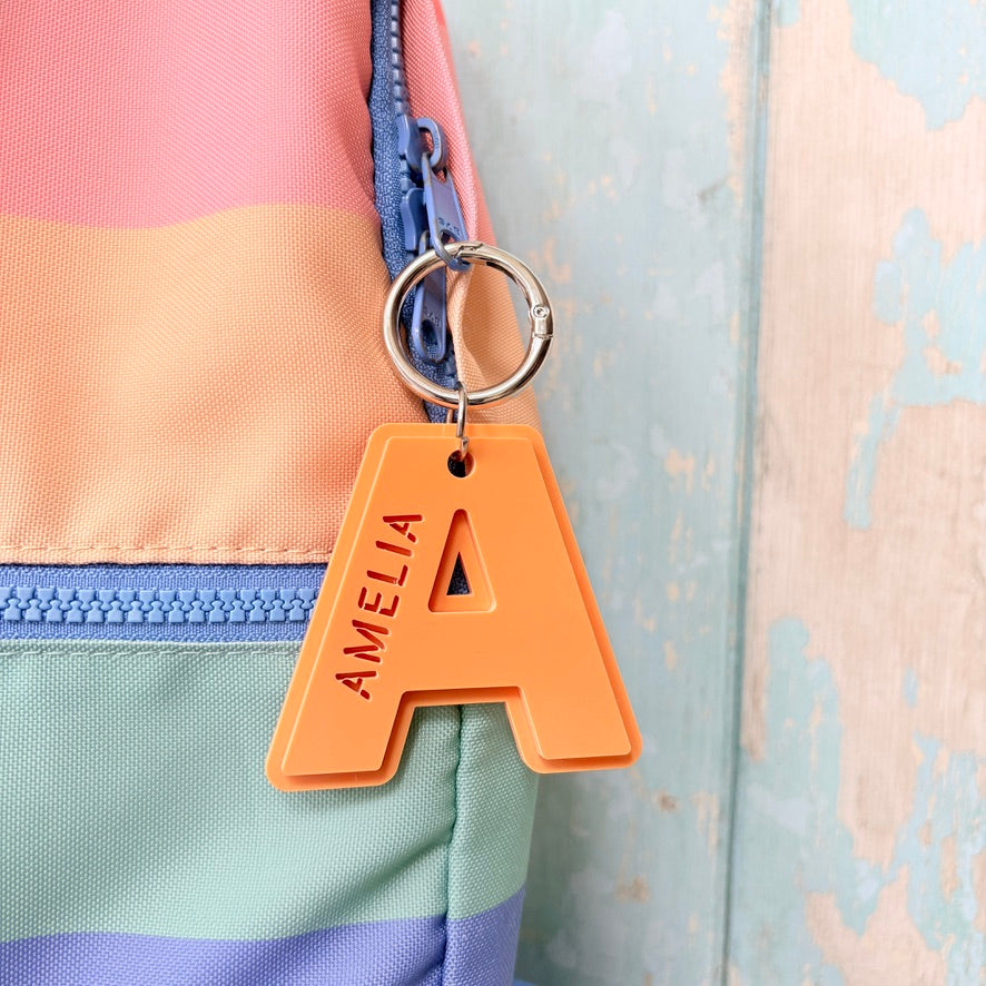 Initial Name Keyring, Custom Engraved Acrylic Keychain