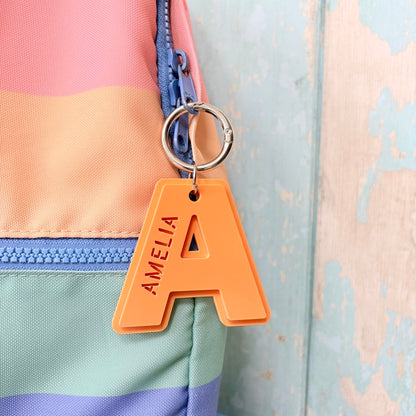 Initial Name Keyring, Custom Engraved Acrylic Keychain
